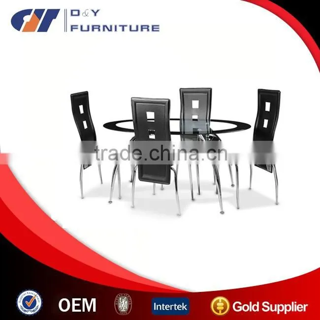 White Glass Oval Dining Table And 4 Leather Chairs Set