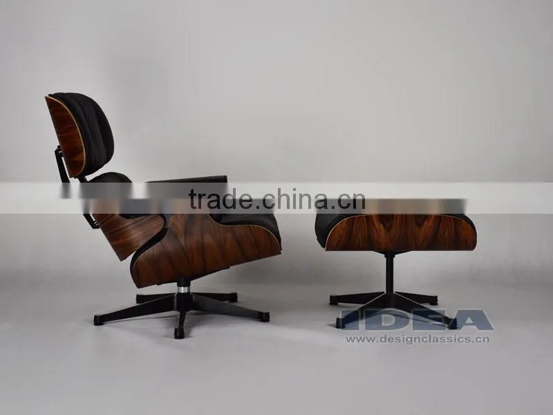 Replica Charles Lounge Chair Palisander Shell Black Leather