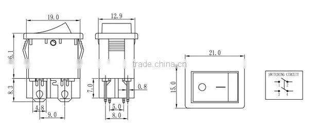 Green led 4 way rocker switch