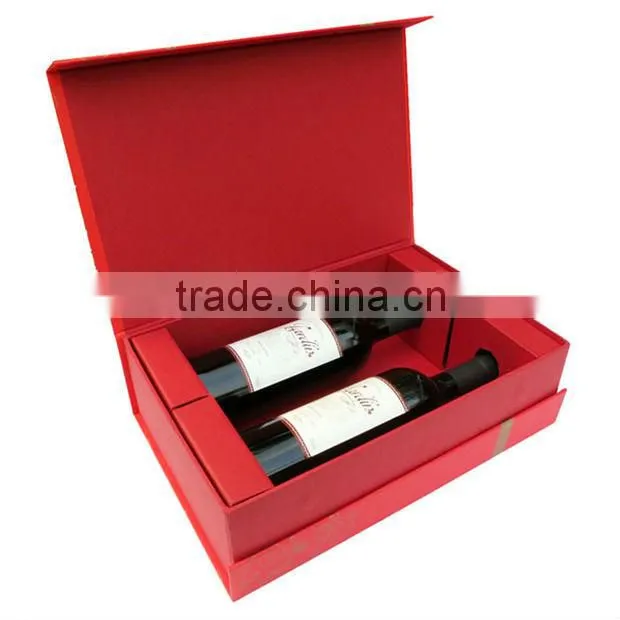 Fashion red hot stamping customized wine box paper gift box wholesaler