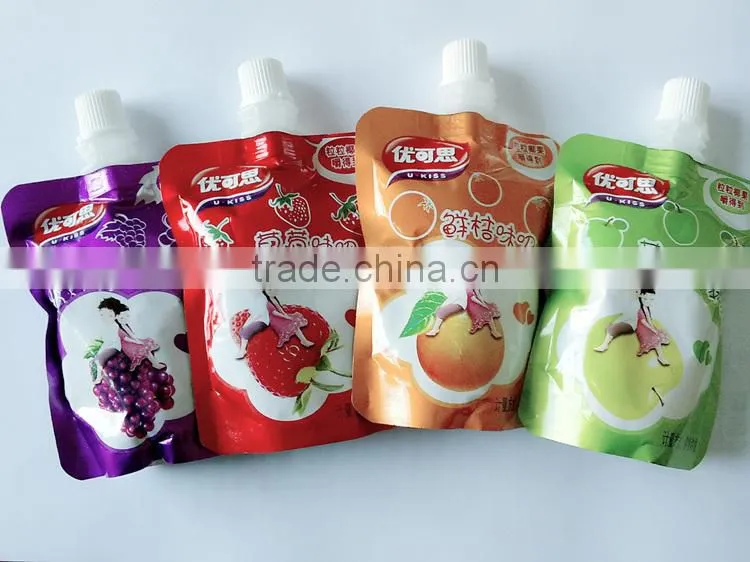 Yason resuable fruit juice spout pouches bear with 120deg sterilization process stand up pouch with spout pouch bottom gusseted