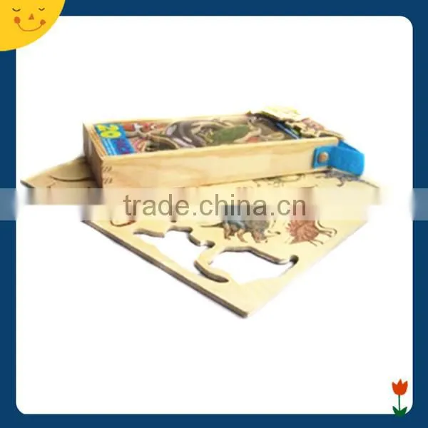 Wood with paper printed dinosaur fridge magnet