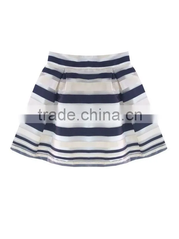 2015 New fashion small quantity wholesales striped yarns lady short skirt