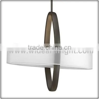 UL Listed Painted Brown Dinging Pendant Lamp With Oval Metal Frame And White Organza Shade C40729