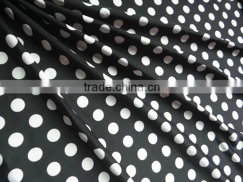 2016 black fabric print white dot nylon spandex stock swimwear fabric
