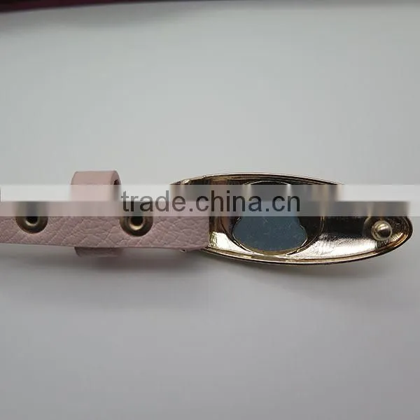 Fashionable skinny belt with flower glass for women