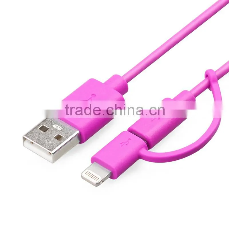 MFi certified 8 pin and micro 2 in 1 dual style cord