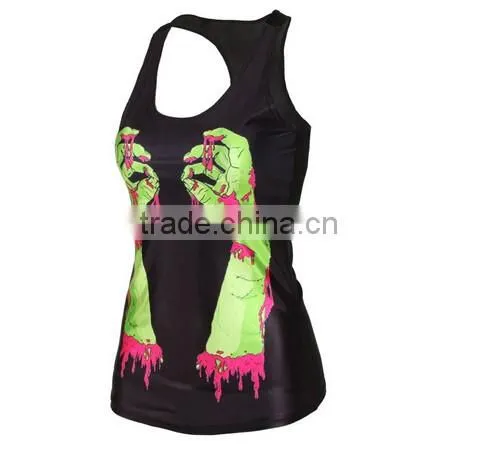 Sexy Women 3D Graphic Digital Printed Stretch Skinny Punk Vest Tank Top