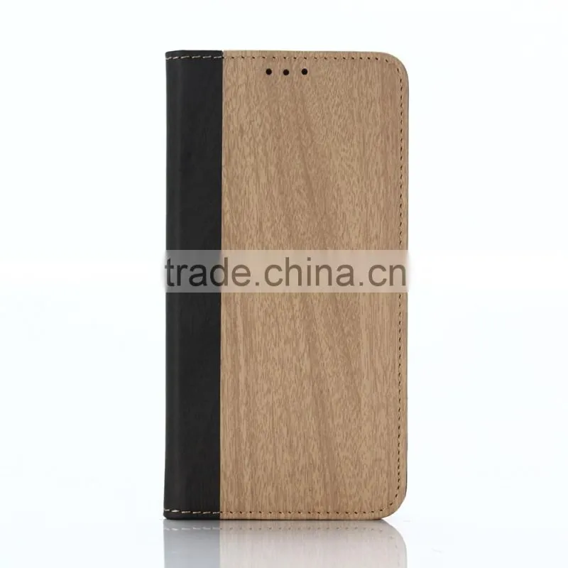 Retro wood leather stand shockproof case for samsung galaxy s7