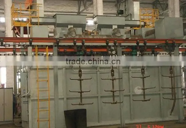 Overhead rail shot blasting machines