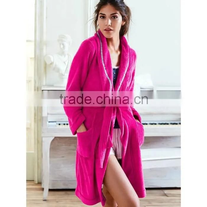 All Seasons Collection 100% polyester Eco-friendly plush fleece womens bathrobe