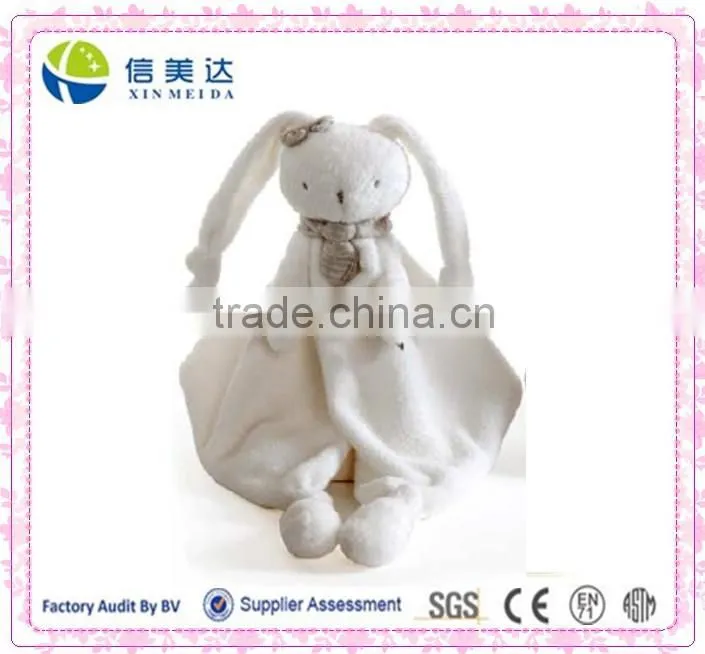 12" Cuddly Stuffed Rabbit Head Plush Bunny Security Blanket in White