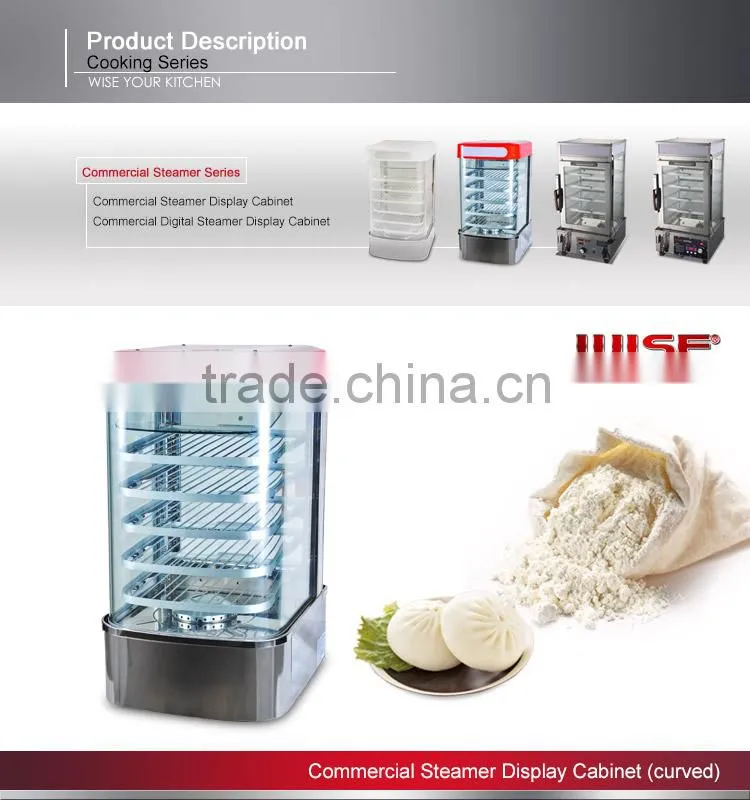 Commercial Stainless Steel Electric Curved Food Steamer Display Cabinet Mechanical Type