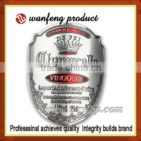 Hot-Selling fashion Custom best metal wine label with free sample