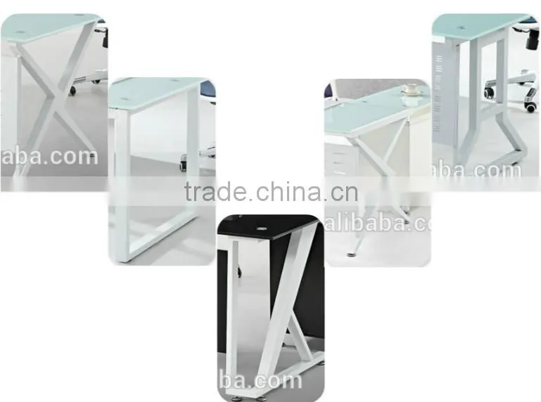 Factory direct hot sale modern glass top office table photos design PT-D0503