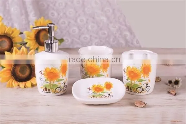 DFC new decal ceramic 4pcs bathroom set