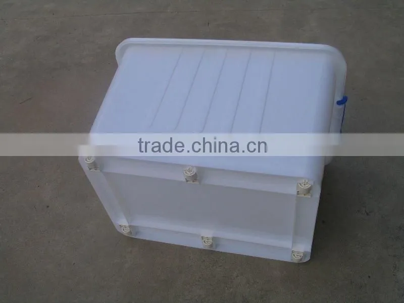 Plastic large storage case strong storage box with 4 wheels
