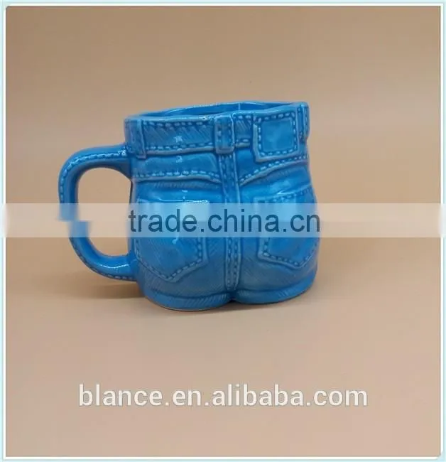 ceramic jeans mug in blue jeans design coffee cup