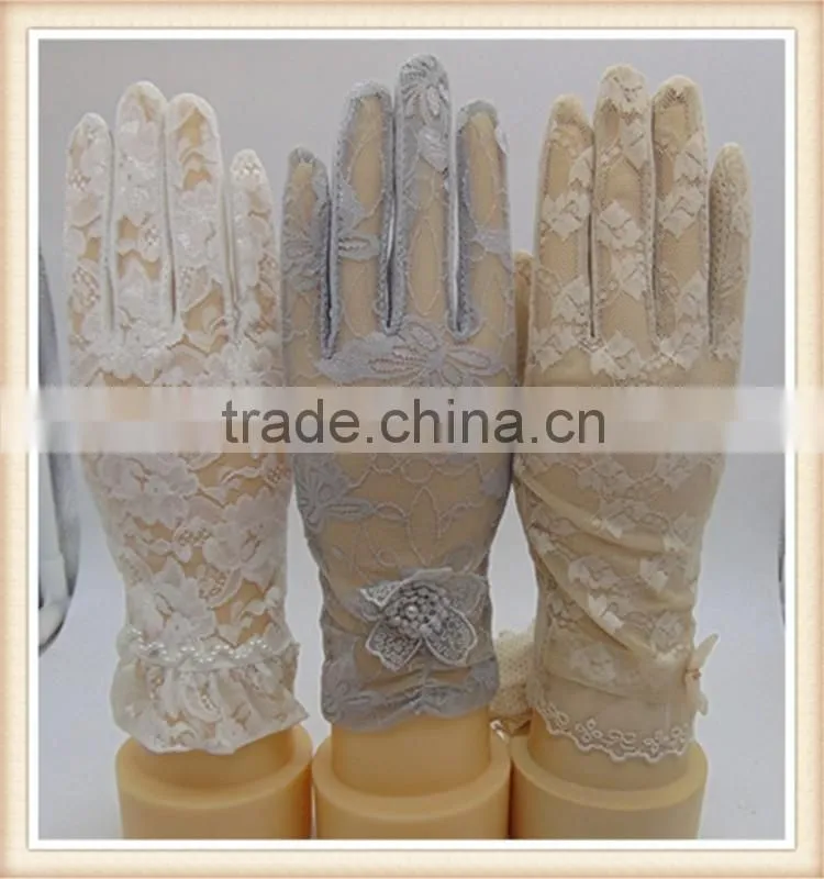 Ladies Evening Party Dress White Lace Gloves For Summer Dress