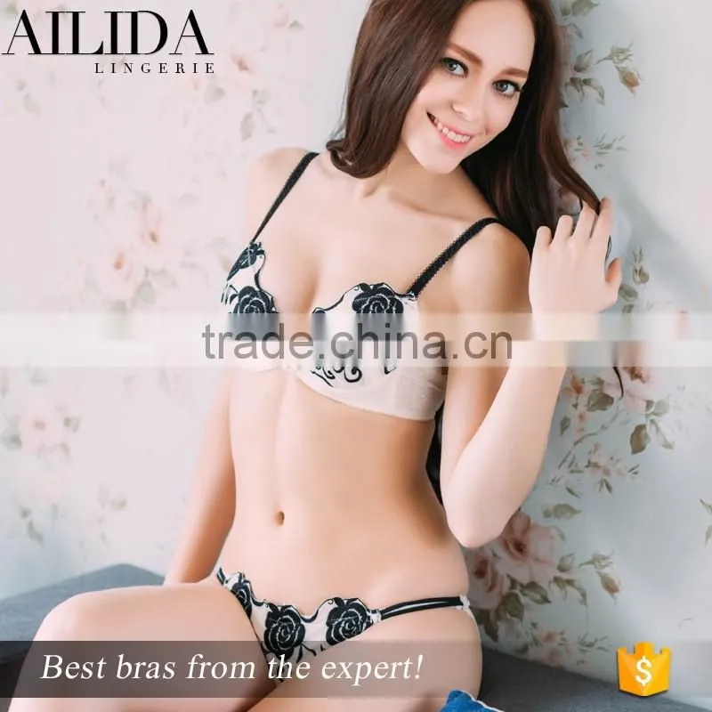 Ailida Women's Embroidery Bras Set Lace Lingerie Bra and Panties