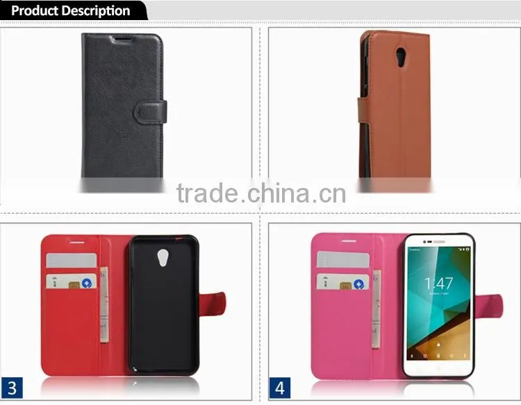 Hot New Products Litchi Design Credit Card Wallet Stand Flip Leather Case For Vodafone Smart Prime 7 VF600 Mobile Phone Cover