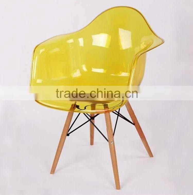 wood leg acrylic designer dining chair replica