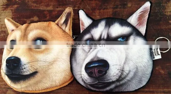 Aimigou Wholesale Factory Direct Sale 3D Dog Faced Coin Purses