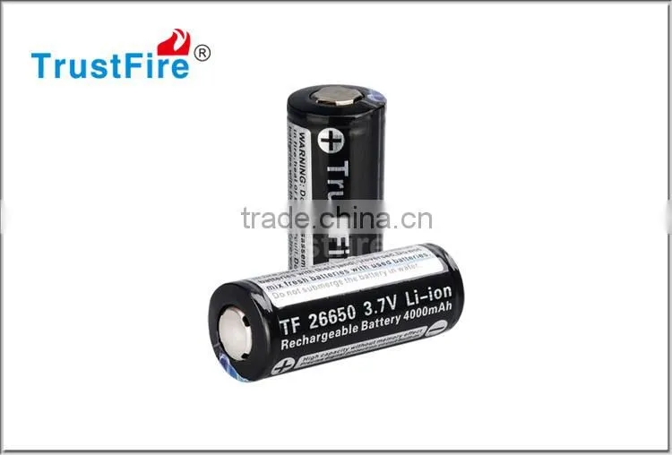 TrustFire rechargeable lithium battery 26650 li-ion battery 4000mAh ICR 3.7v rechargeable battery