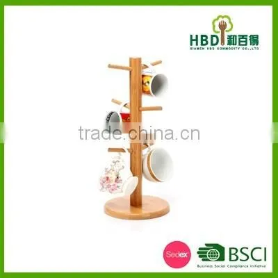 Wooden/ Bamboo Mug Tree Holder With Coasters /bamboo Cup Holder