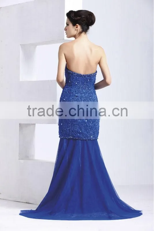 Fashion off-shoulder beaded embroidered chiffon formal latest evening dress