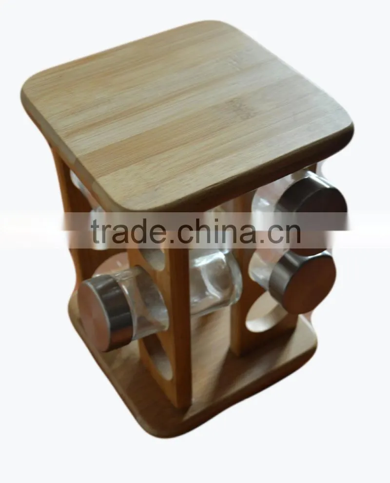 2015 Gift FDA Certification Bamboo Wooden Spice Rack Pepper Kitchenware Holder