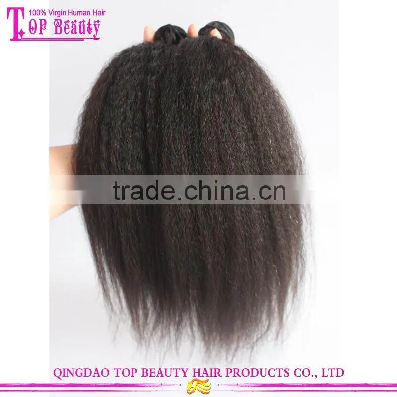 Unprocessed kinky straight yaki hair weave 100% virgin mongolian kinky straight hair