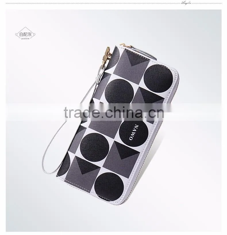 zipper ladies long purse leather clutch for coin and cell phone