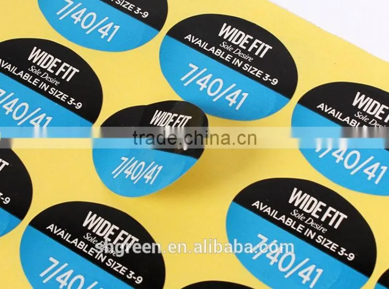 Colorful size sticker for garment