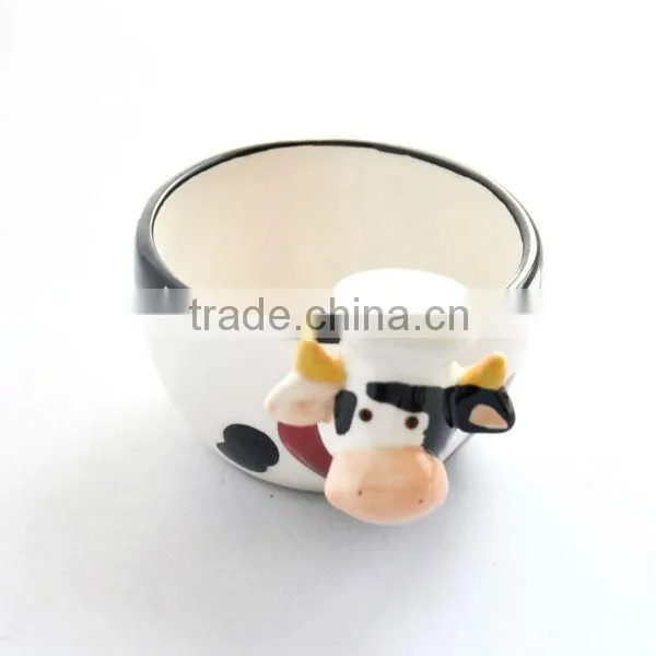 Mini calf animal shaped ceramic pudding cup