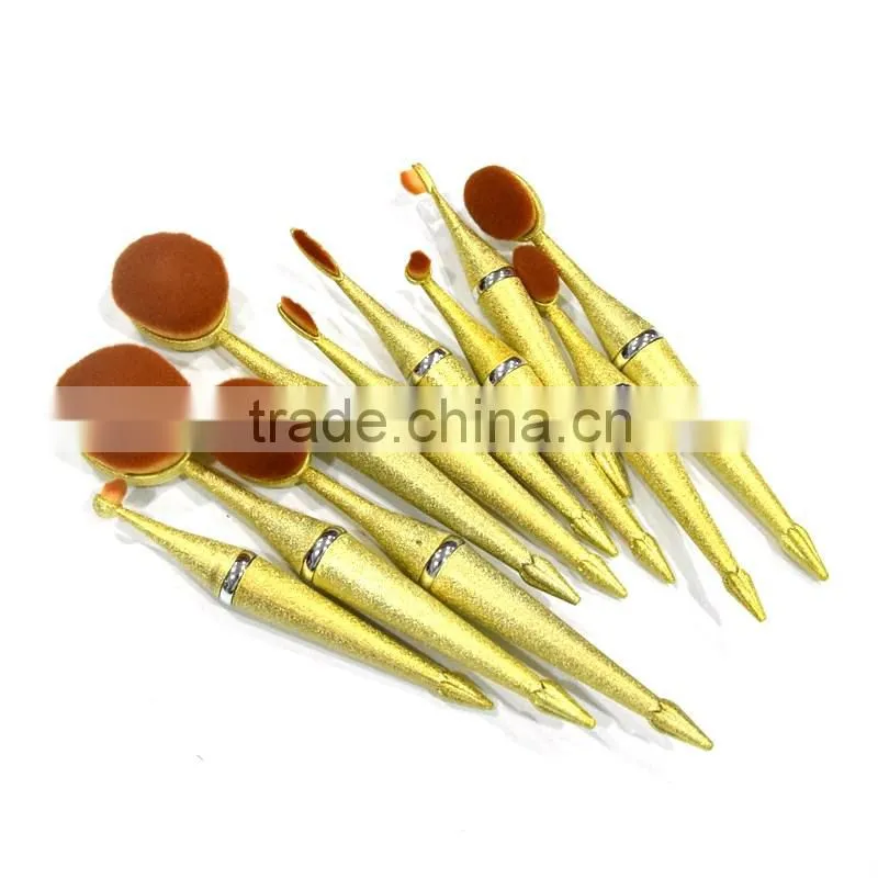 10pcs pink oval multi-purpose full usage use makeup brush ruber handle toothbrush set