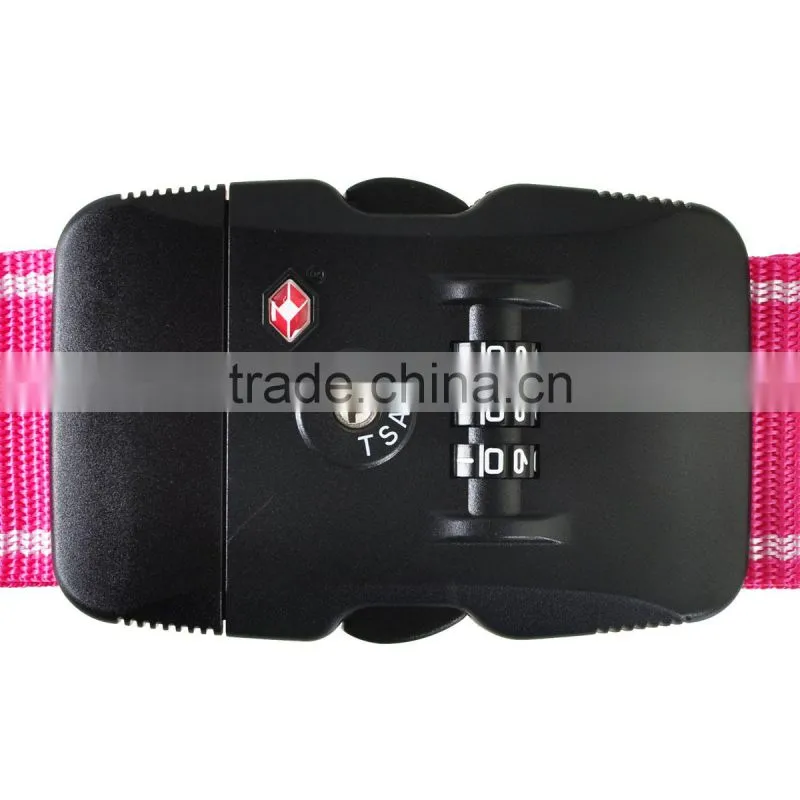 2m 3Dial Combination TSA Black Lock Luggage Suitcase Secure Safe Strap Belt Pink