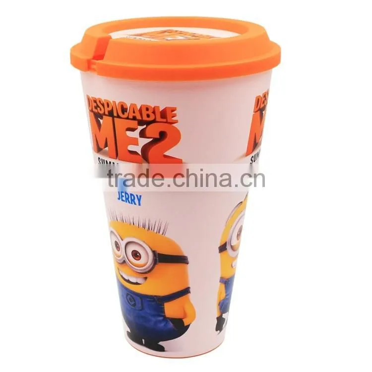 All in One Snacking And Drinking Movie Display Cup with Straw, IML Custom Logo Printed Drink Cup with Straw