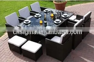 2017 Trade Assurance SIGMA Hot sale luxury comfortable synthetic round rattan metal pool tea table furniture