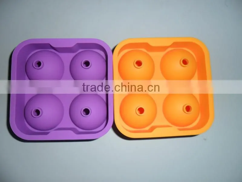 New Round Ice Balls Maker Silicone Tray Four Large Sphere Molds