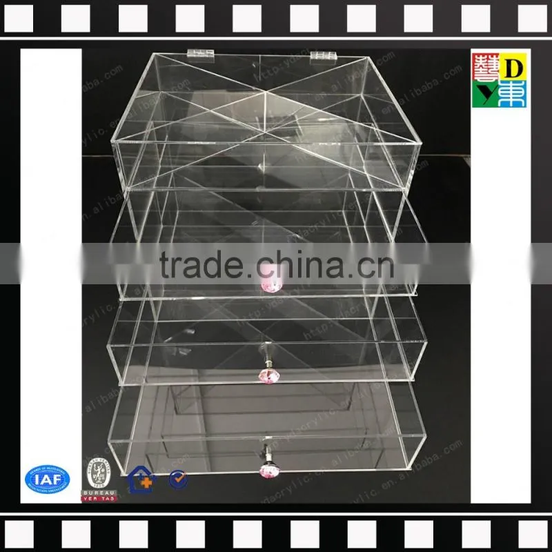 2016 Purple diamond handle clear desktop acrylic cosmetics makeup organizer
