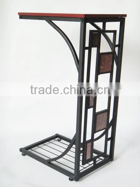 RH-4520 Living room Geometric Design Artificial Slate-Trimmed MDF top metal Sofa Side Table