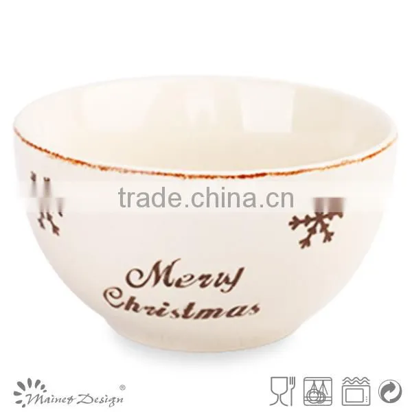 2014 high quality elk snowflake Christmas decoration wholesale ceramic bowl
