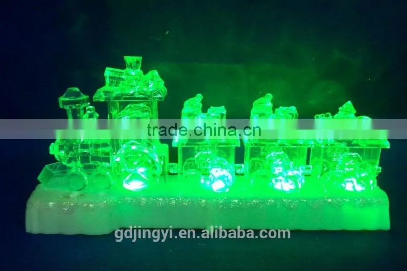 2015 Acrylic train and Santa heads table decoration with led light