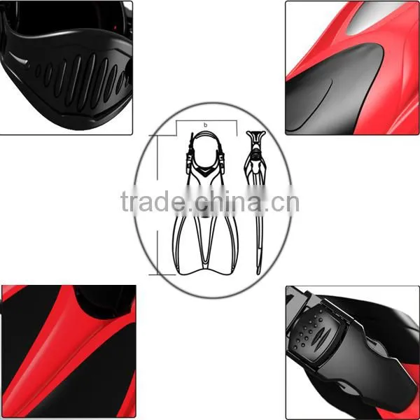 2015 New Open heel rubber fins, freediving fins with adjustable strapFN-800)