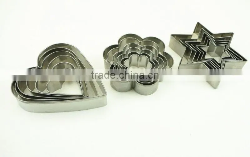 47033 18 pcs star heart flower Shape Cake cookie cutter ,fondant cake decorating tools