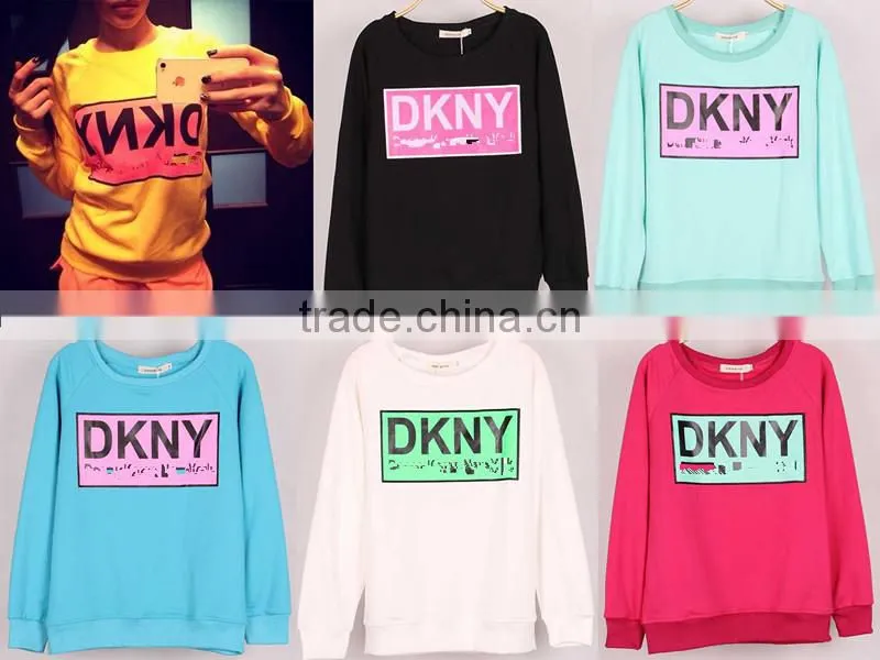6 Colors Fluorescence Letter Print Hoodies Women Loose Sweatshirts Tracksuits