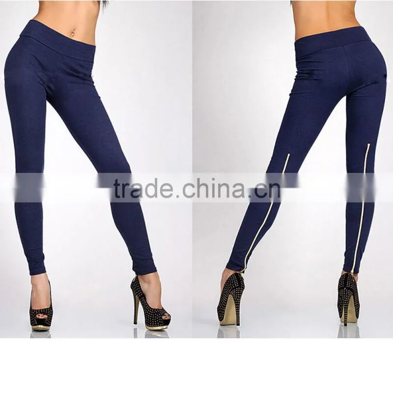 wholesale cheap price high quality Winter candy color Skinny Tight Zip Legging Stretch Pant Slim Jeggings Pencil Trouser