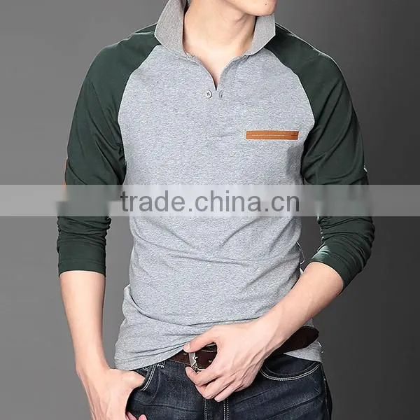 two-tone men Long sleeve polo shirts wholesale china