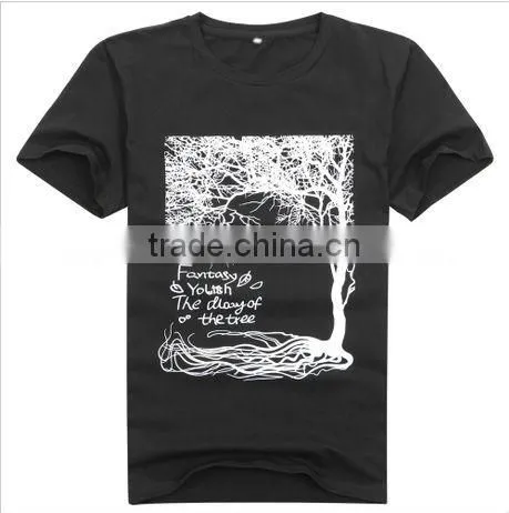 Fashion single color print tree cotton city t shirts
